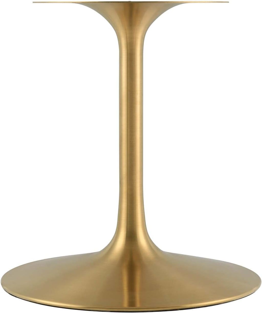Modway Lippa 60' Oval-Shaped Mid-Century Modern Dining Table with White Wood Top and Gold Base