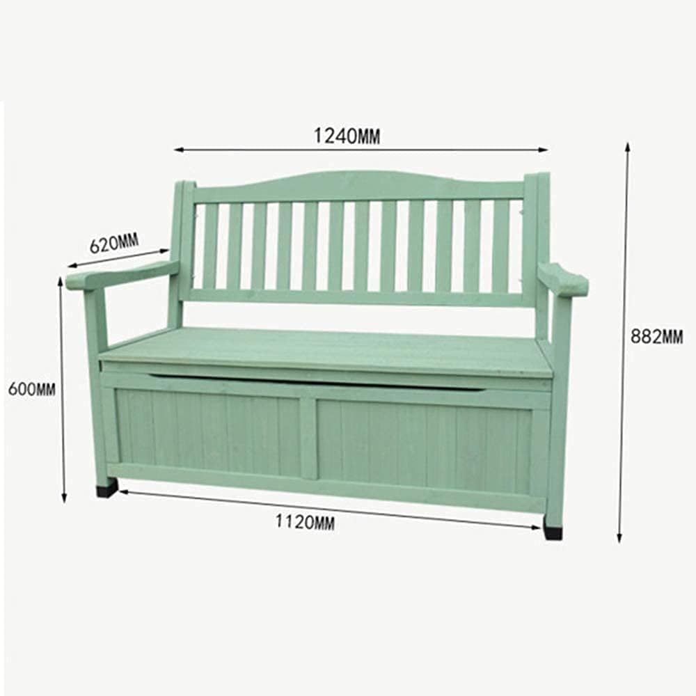 Terrace Park Benches Outdoor Storage Bench, Weatherproof Solid Wood Bench, Double Courtyard Bench with Backrest and Armrests, for Storing Gardening Tools/Outdoor Supplies