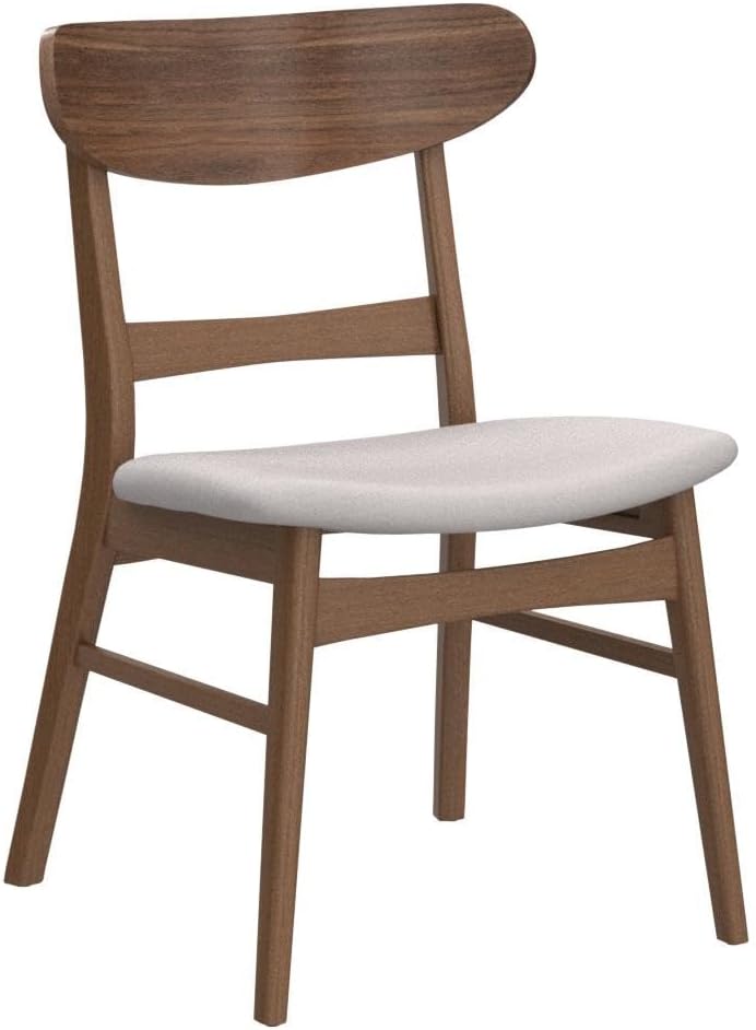 Christopher Knight Home Helen Mid-Century Modern Dining Chairs (Set of 4), Polyester,Rubberwood, Light Beige, Walnut