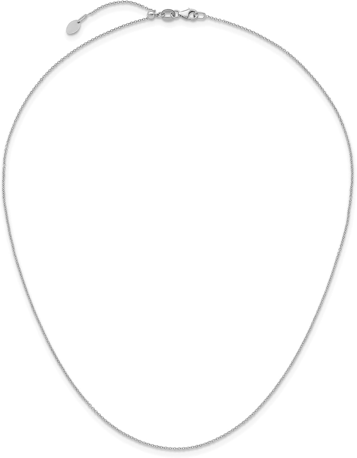 inBLISS 14k SOLID White Gold 1.1 MM Adjustable Cable Chain Necklace For Pendants And Charms (Adjustable Upto 18' Or 24') Jewelry For Women MADE IN ITALY