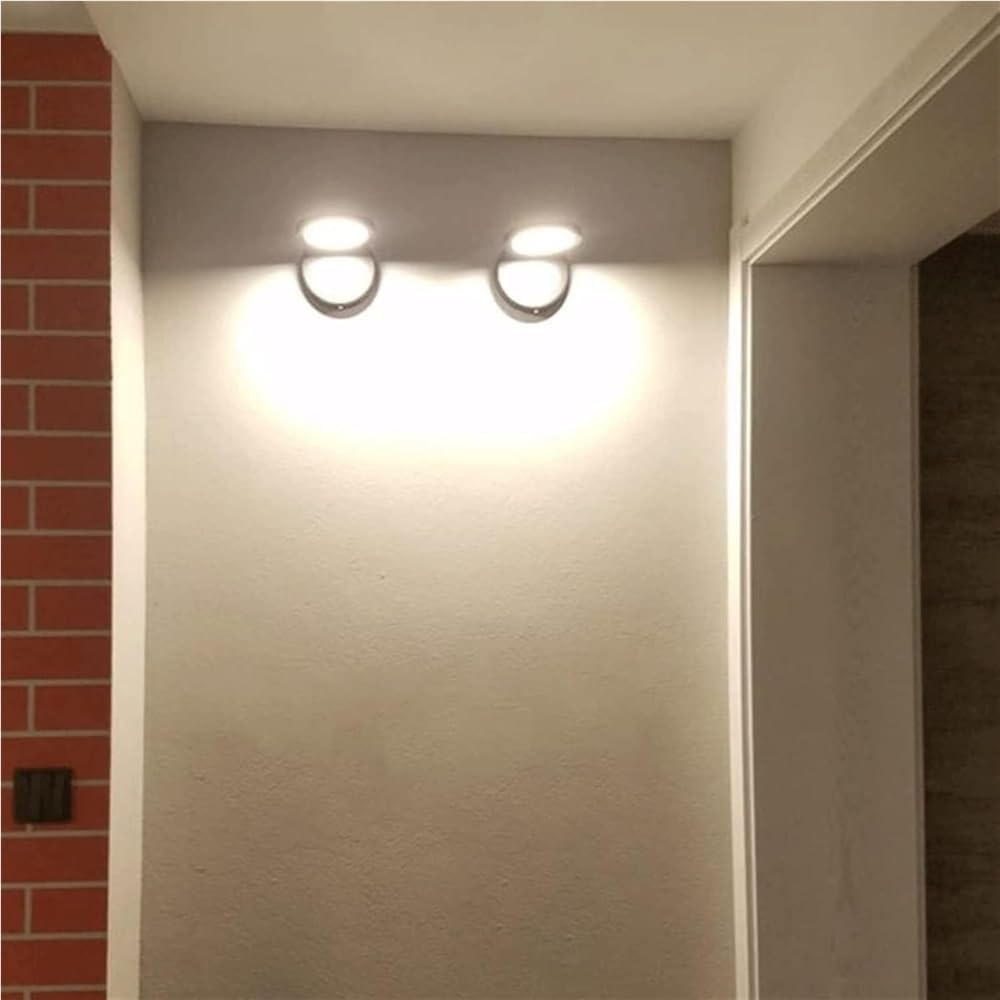Bedroom Wall Lamp Metal Adjustable Round Sconce Creative Bedside Reading Light Indoor Spotlight for Living Room Corridor Hotel Apartment(Blanc,Warm Light)