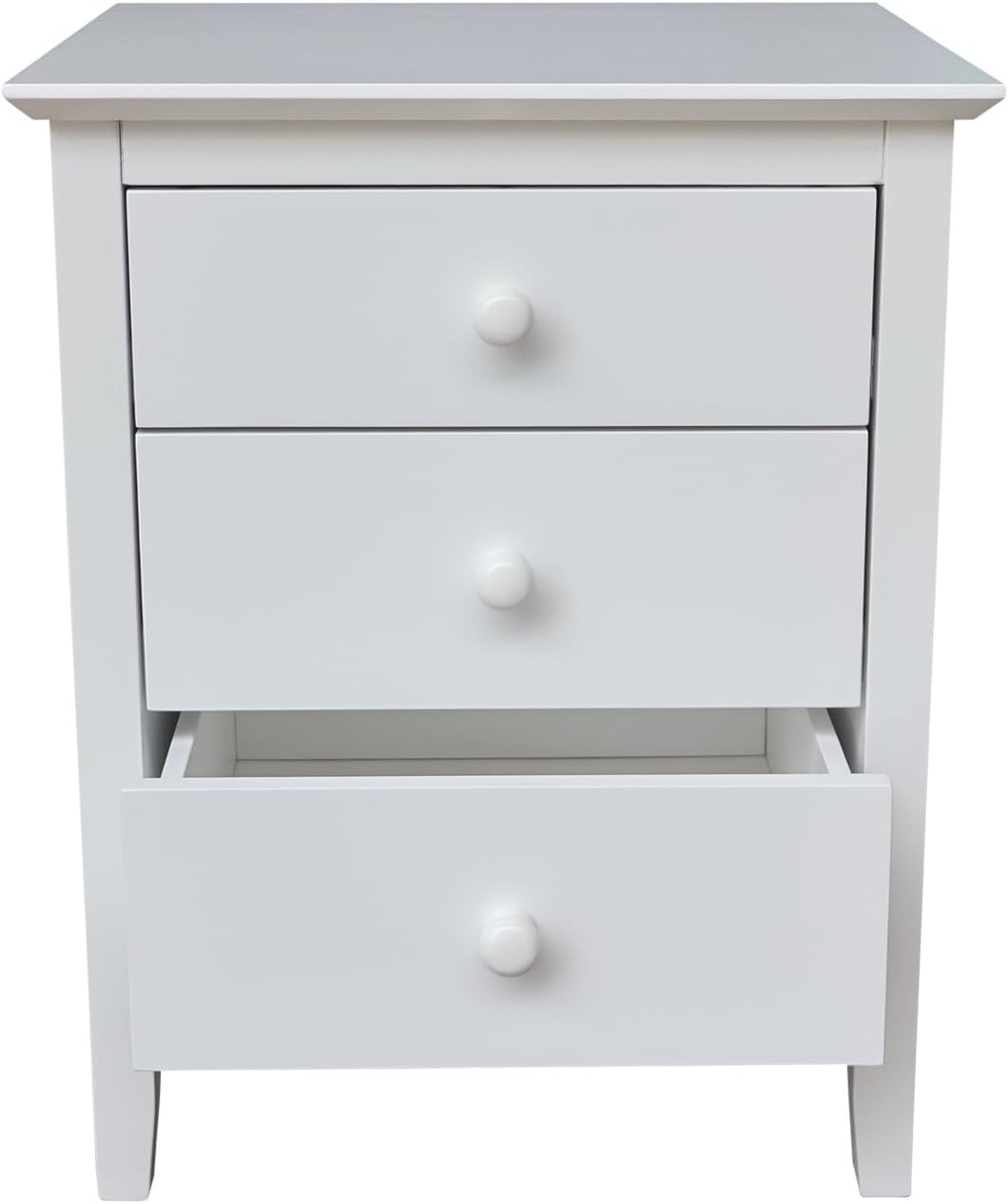 International Concepts Solid Wood Bedroom Nightstand with 3 Drawers in White
