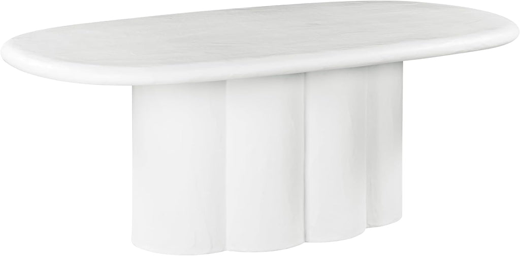 Tov Furniture Elika White Faux Plaster Oval Dining Table