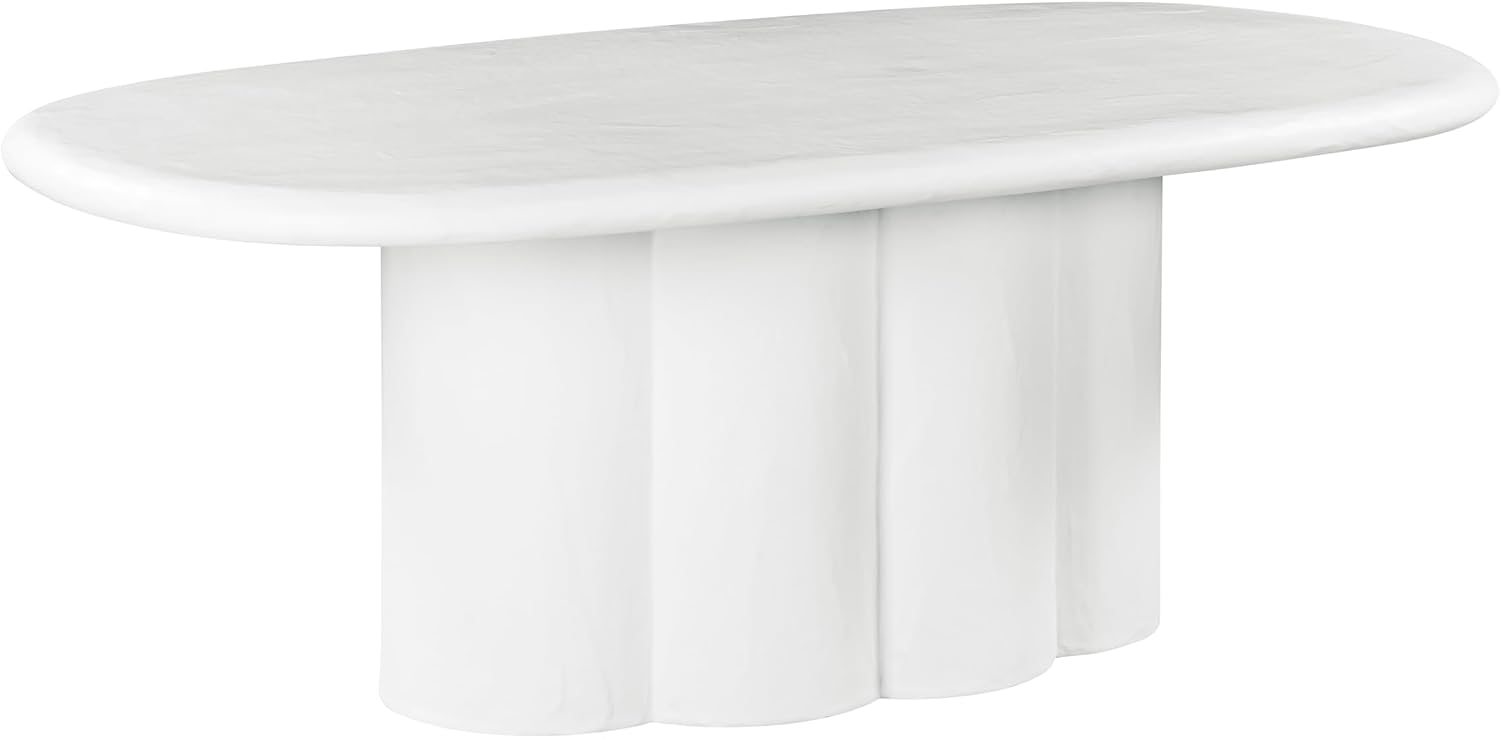 Tov Furniture Elika White Faux Plaster Oval Dining Table