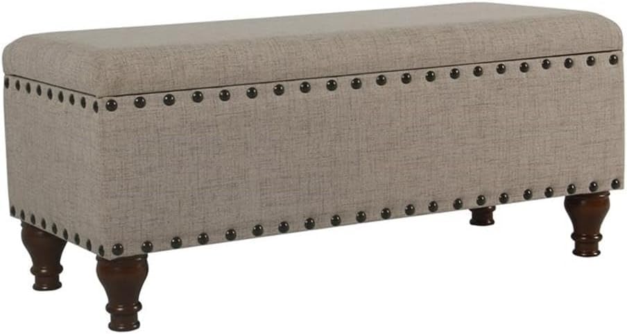 HomePop 42' Storage Bench with Nailhead Trim - Tan