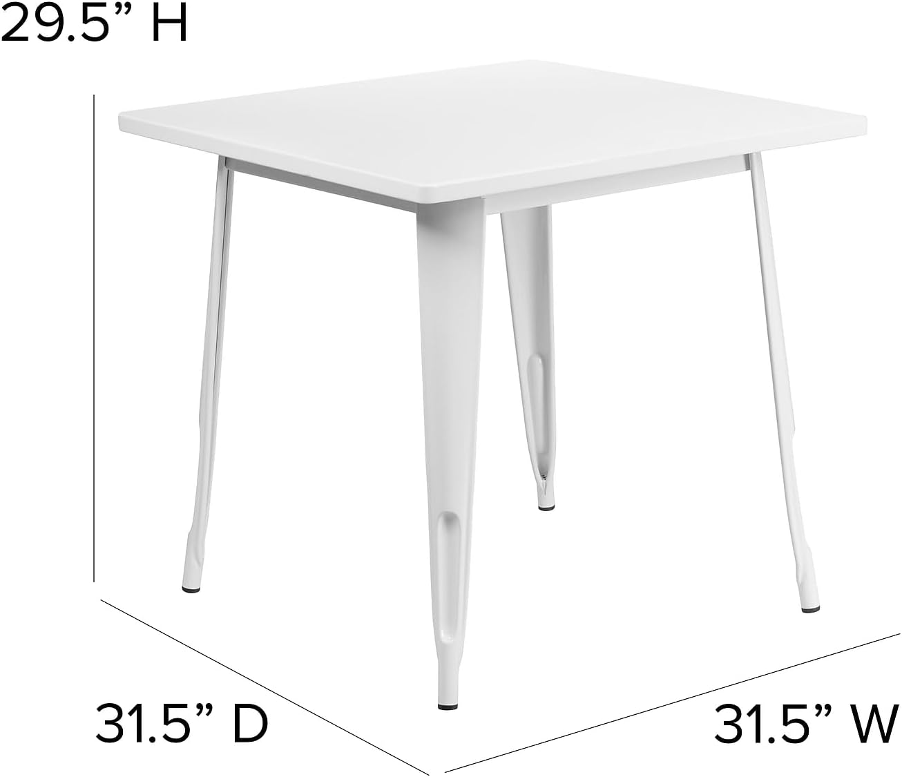 Flash Furniture Felix Commercial Grade 31.5' Square White Metal Indoor-Outdoor Table
