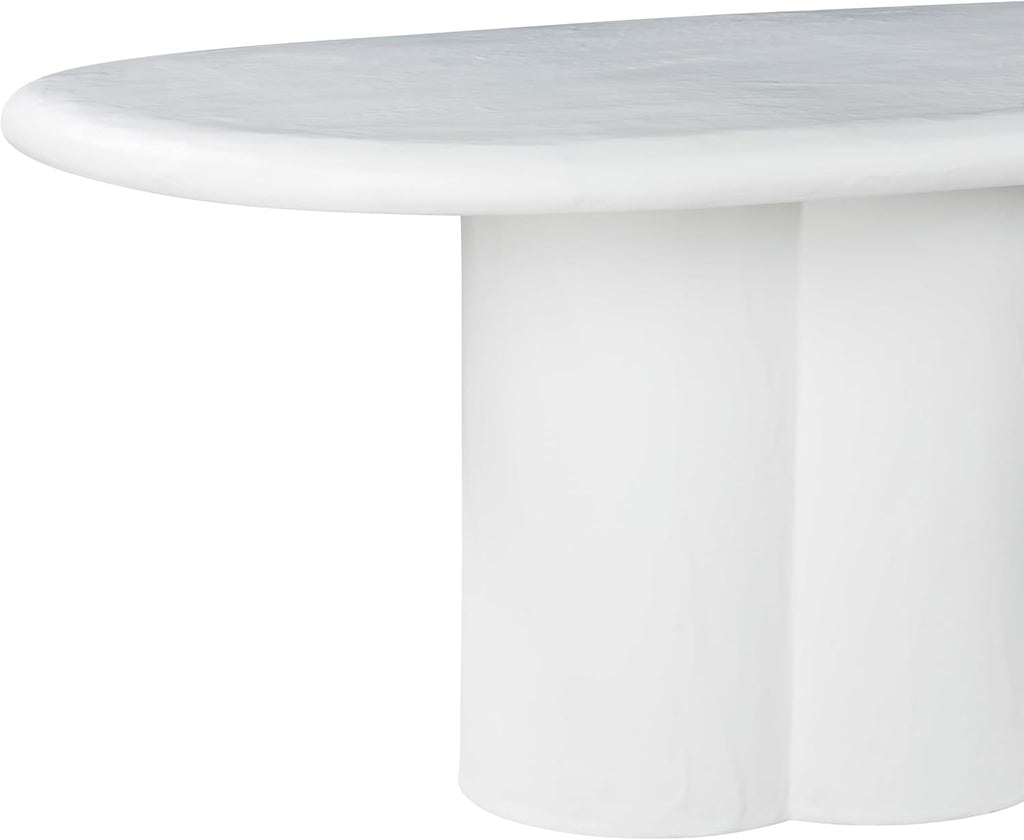 Tov Furniture Elika White Faux Plaster Oval Dining Table