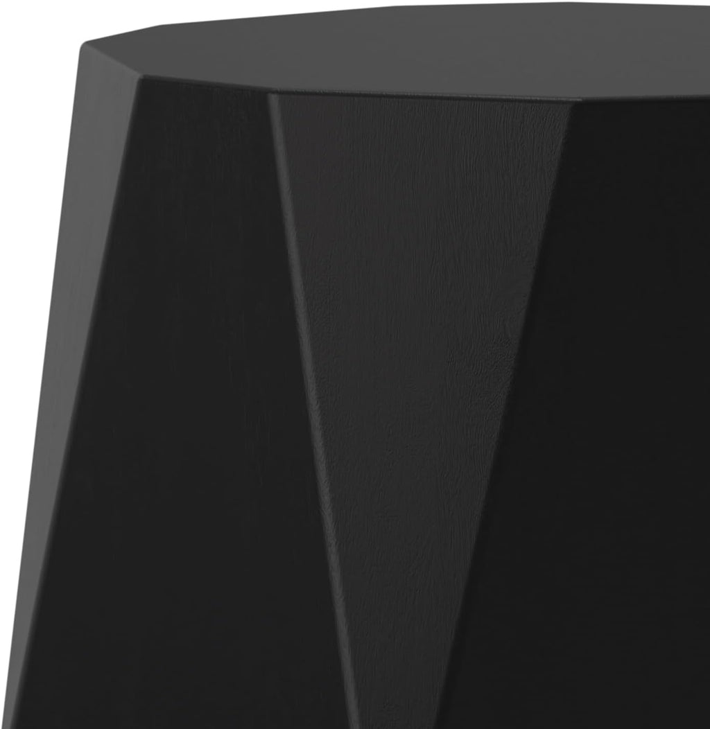 SIMPLIHOME Judson End Table - 15 inch Wide Solid Mango Wood Polygon Accent Table with Faceted Geometric Design in Black, Contemporary Nightstand or Lamp Stand for Living Room or Bedroom, Assembled