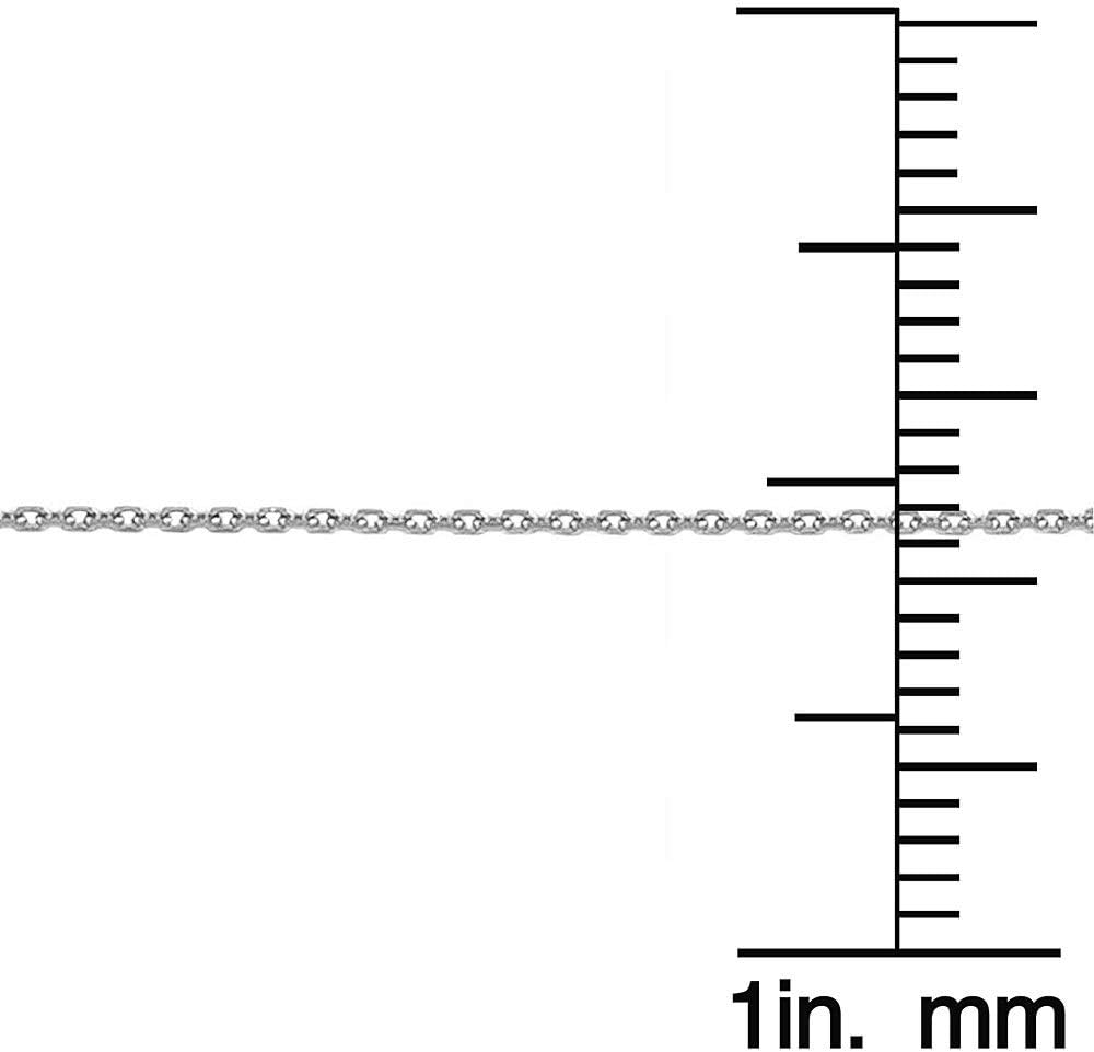 14K Solid White Gold 0.8mm Diamond-Cut Cable Chain Necklace, Extendable (Adjustable 16', 17', 18')