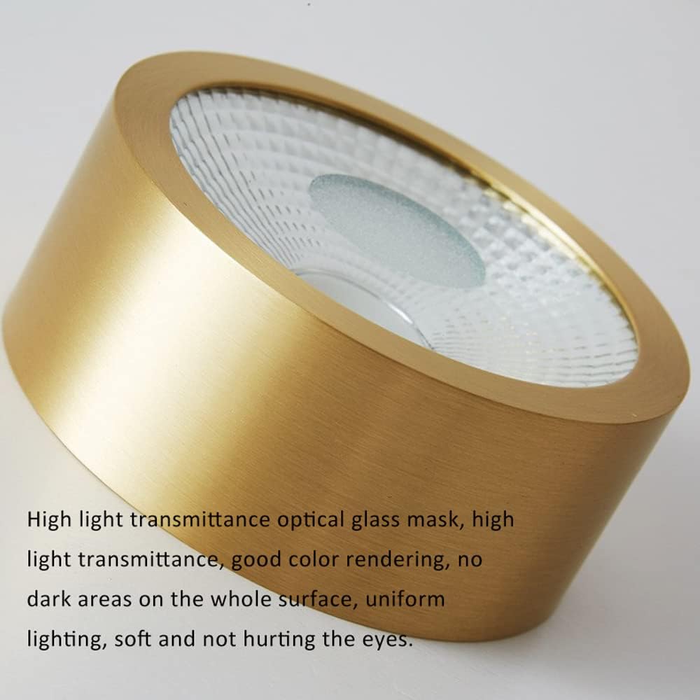 Set of 10 Premium Brass COB Ceiling Lamps - 3W, 5W, 7W, 9W LED Retrofit Downlight Spotlight for Indoor Use, Eye Protection, No Strobe Light(Light Color,5W)