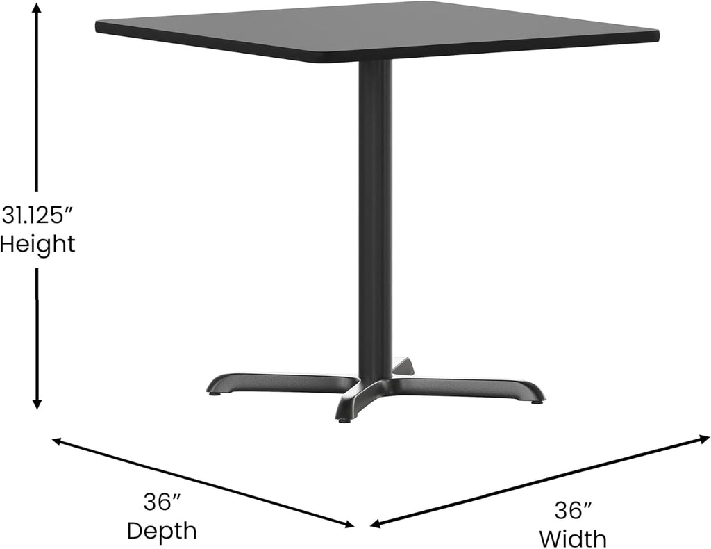 Flash Furniture 36'' Square Black Laminate Table Top with 30'' x 30'' Table Height Base