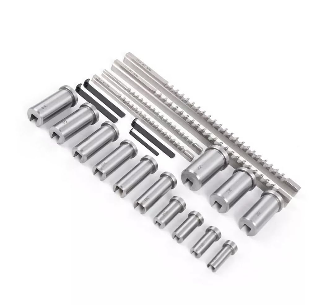 22 Pcs Keyway Broach Kit,Industrial Tools Metric Size Broaching Cutter Collared Bushing Shim Set, HSS Broaching Cutter Industrial Broaching Tools for Lathe Keyway Size B-4mm,B-5mm,C-6mm,C-8mm