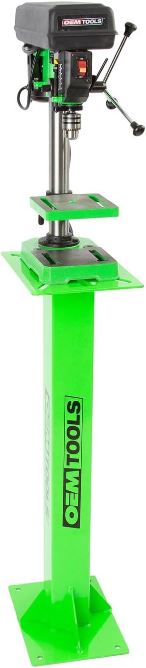 OEMTOOLS 24643 Bench Grinder Stand, Vise Stand, and Drill Press Stand, Heavy Duty Steel Base, Pre-Drilled for Equipment Stability, Top/Plate Dimensions 13.8' (L) x 9.8' (W) x 0.2' (H)
