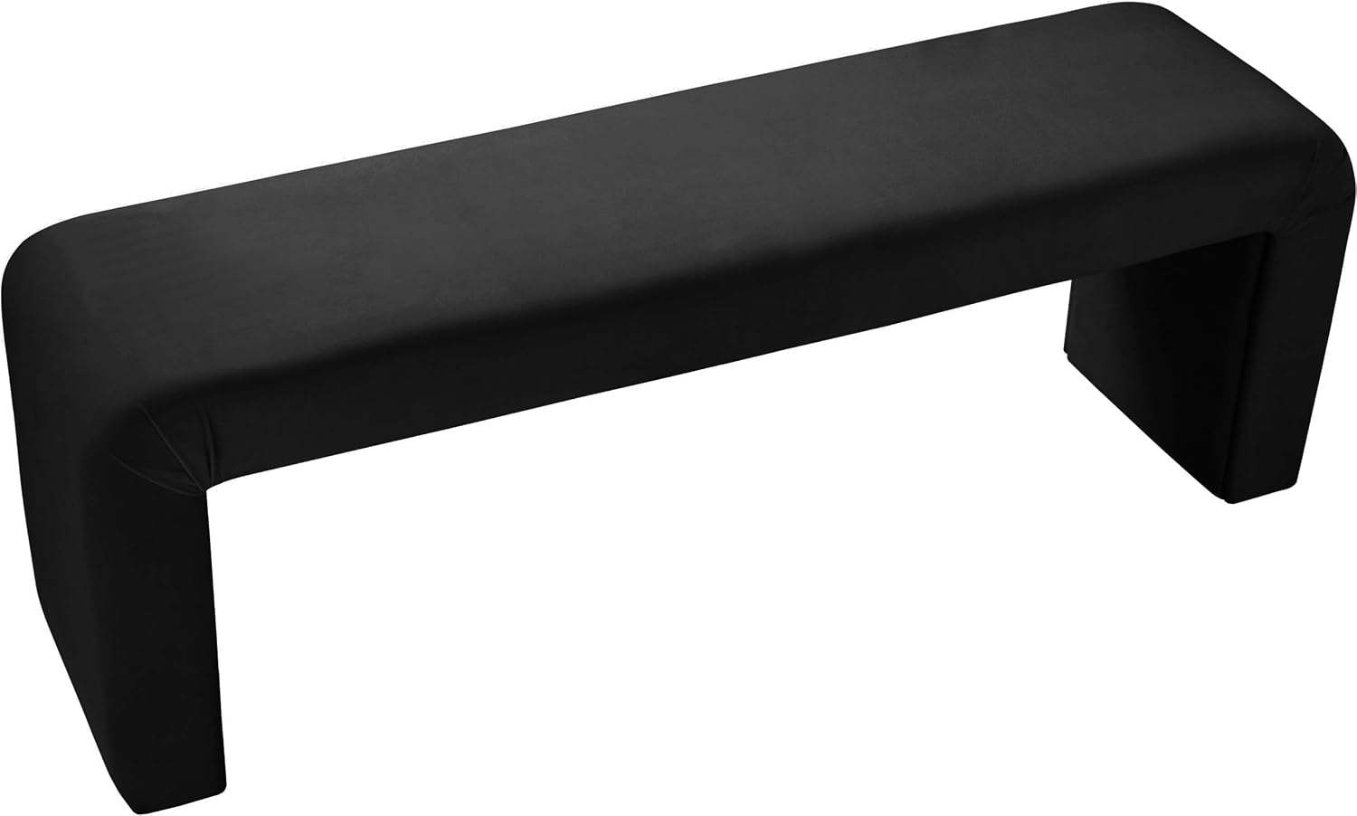 Meridian Furniture Minimalist Collection Modern | Contemporary Velvet Upholstered Bench, 53' W x 14.75' D x 18.25' H, Black