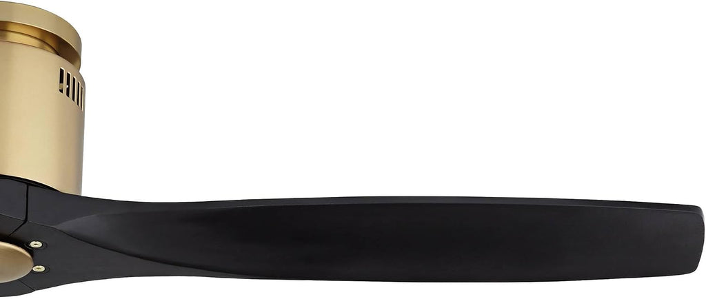 Casa Vieja 52' Windspun Modern Indoor Ceiling Fan 3 Blade Remote Control Brass Finish Motor Black Finish Wood Blades Bedroom Living Room Kitchen Dining Office Hugger DC Motor Flush Mount Low Profile