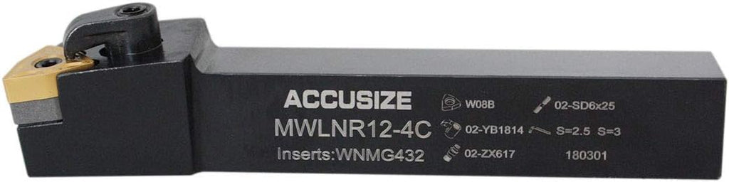 Accusize Industrial Tools 3/4'' by 4-1/2'' Oal Mwlnr-12-4c Toolholder with 10 Pcs Wmng432 Carbide Inserts, 2316-0008ins2