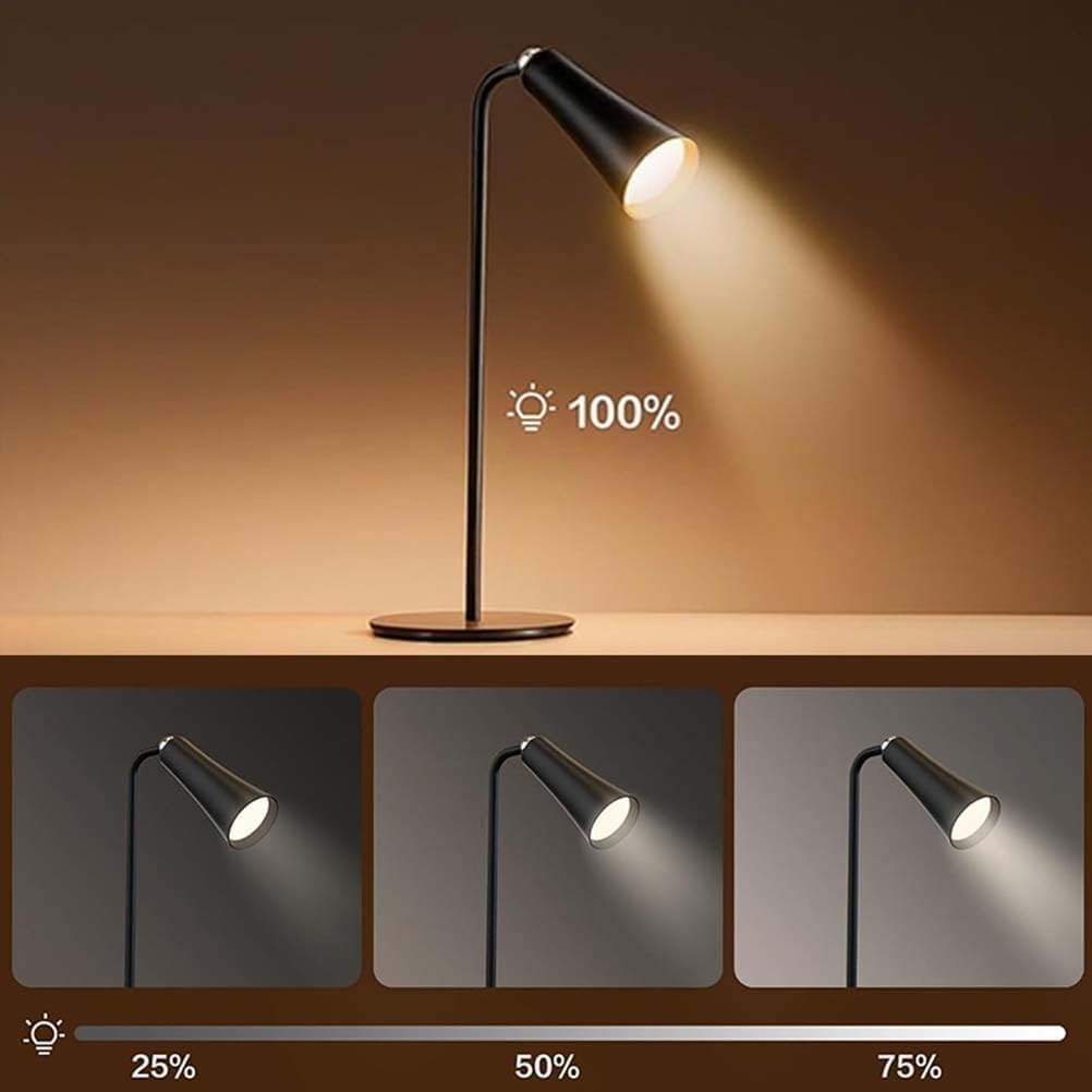 Rechargeable Led 3w Indoor Table Lamp Trumpetshaped Spotlight Magnetic Adjustable No Power Cord Bedroom Study(Black)