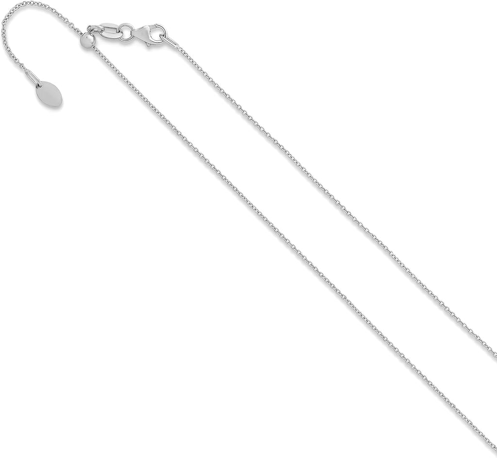 inBLISS 14k SOLID White Gold 1.1 MM Adjustable Cable Chain Necklace For Pendants And Charms (Adjustable Upto 18' Or 24') Jewelry For Women MADE IN ITALY