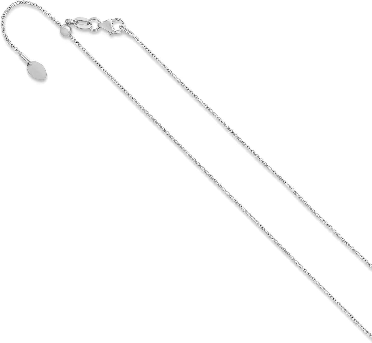 inBLISS 14k SOLID White Gold 1.1 MM Adjustable Cable Chain Necklace For Pendants And Charms (Adjustable Upto 18' Or 24') Jewelry For Women MADE IN ITALY