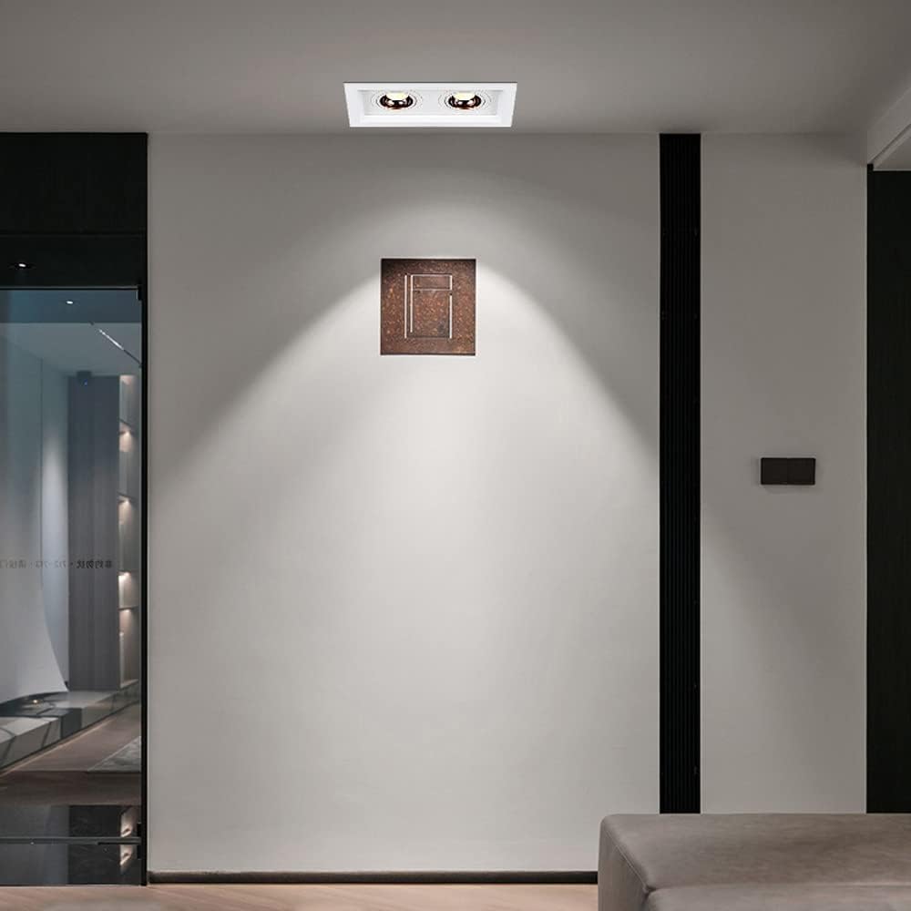2 Pack Directional Spotlight Recessed Spot Lighting Fixture, Adjustable 30 Degrees Flush Mount Ceiling Lamp, Aluminum Ceiling Spotlights for Indoor Foyer Living Room
