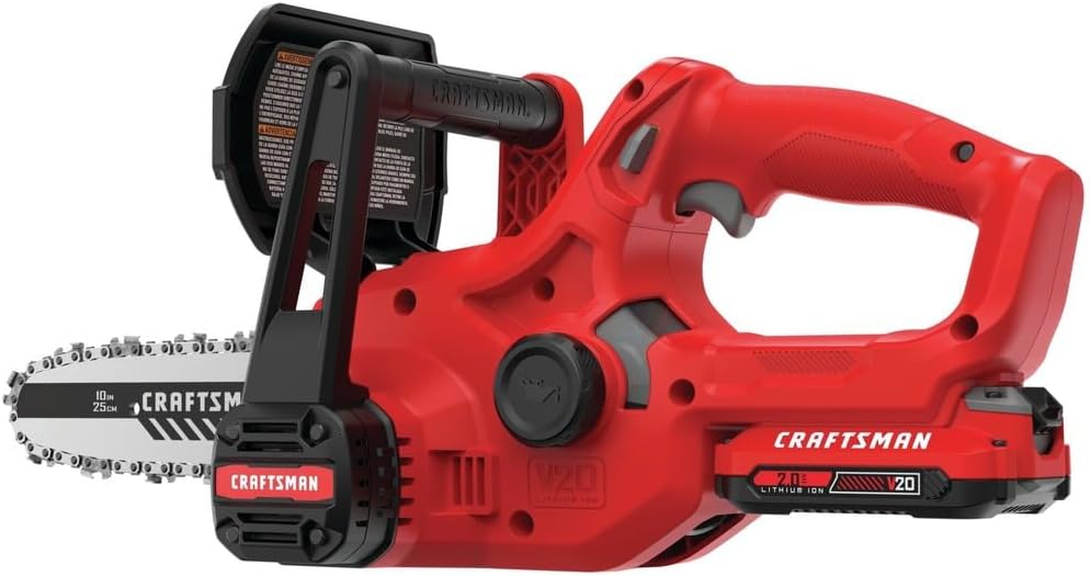 CRAFTSMAN CMCCS610D1R V20 Brushed Lithium-Ion 10 in. Cordless Chainsaw Kit (2 Ah) (Renewed)