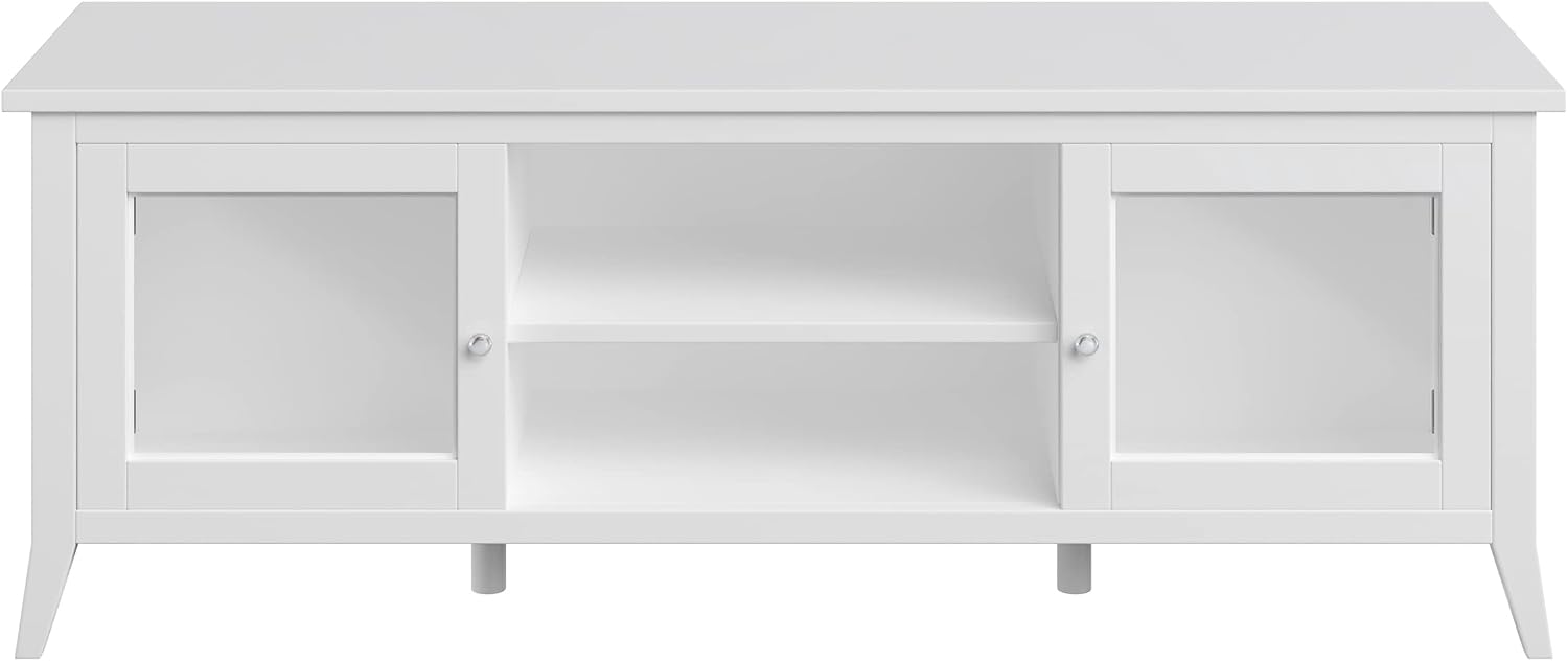 TV Stand - 55-inch Storage Cabinet with 2 Cubbies and 2 Shelves - Entertainment Center for Living Room, Bedroom, or Entryway by Lavish Home (White)