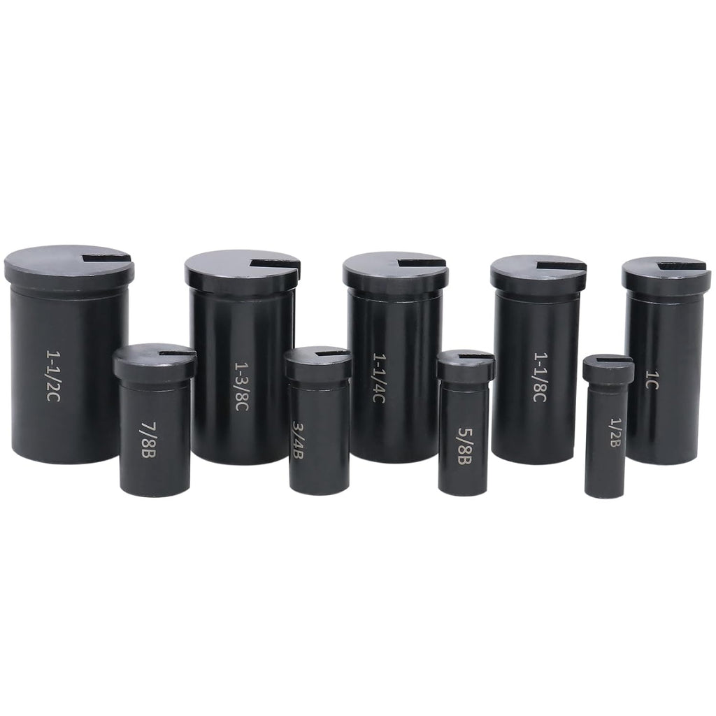 Accusize Industrial Tools - No.10 HSS Keyway Broach Set, 18 Pcs with Precision Ground Teeth, Includes 4 Broaches & 9 Bushings, 5100-0010 | Cuts 18 Keyways, B-1/8, 3/16, C-1/4, 3/8 in, Precision Ground HSS, Fitted Case, 5100-0010