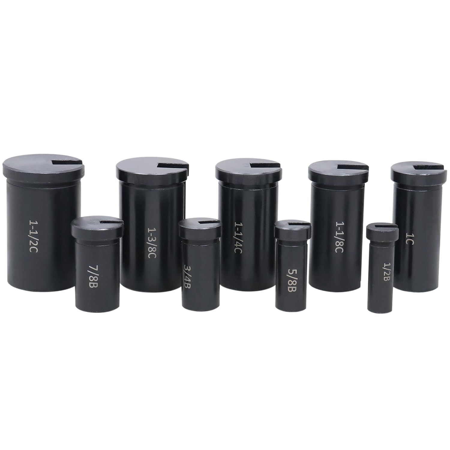 Accusize Industrial Tools - No.10 HSS Keyway Broach Set, 18 Pcs with Precision Ground Teeth, Includes 4 Broaches & 9 Bushings, 5100-0010 | Cuts 18 Keyways, B-1/8, 3/16, C-1/4, 3/8 in, Precision Ground HSS, Fitted Case, 5100-0010
