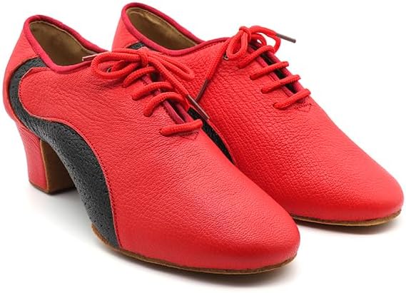 Professional Red Latin Dance Shoes for Men Leather Performance Oxford Jazz Waltz Ballroom Dancing Practice Shoes #454
