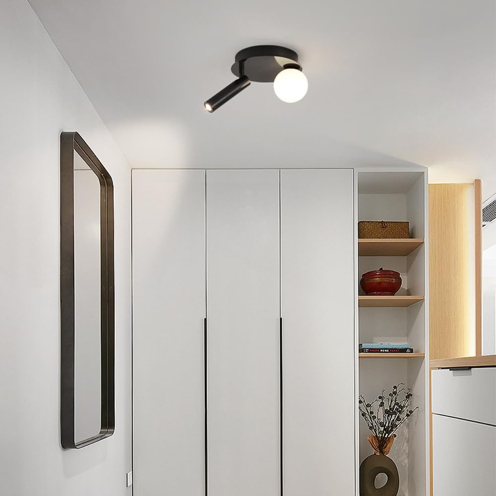 Nordic Bedroom Bedside Ceiling Light All-Copper Embedded Porch Spotlight Indoor Corridor Aisle Balcony Rotatable Ceiling Lamp Cloakroom 10W LED Wall Lamp 3 Color Dimmable