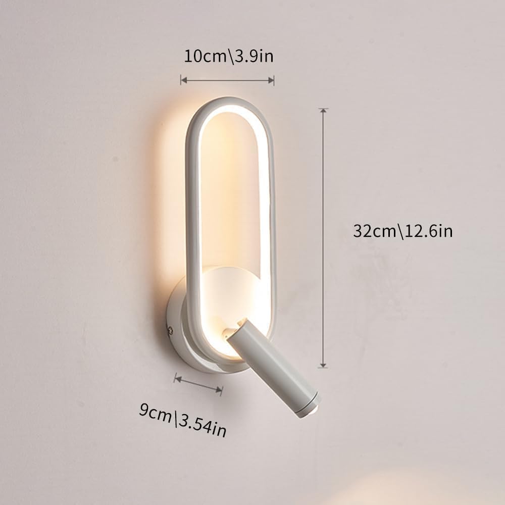 Modern Ring LED Wall Light Metal Linear Wall Lamps with Swivel Spotlight Indoor Wall Lighting,Minimalist Pendent Lamp Oldsix-66(Bianco)