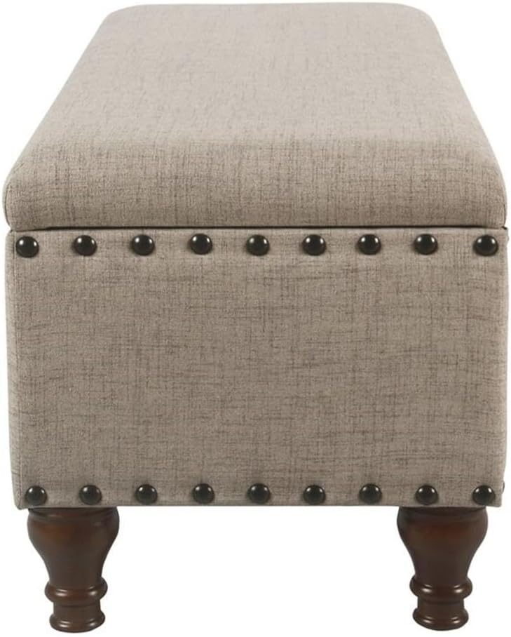 HomePop 42' Storage Bench with Nailhead Trim - Tan