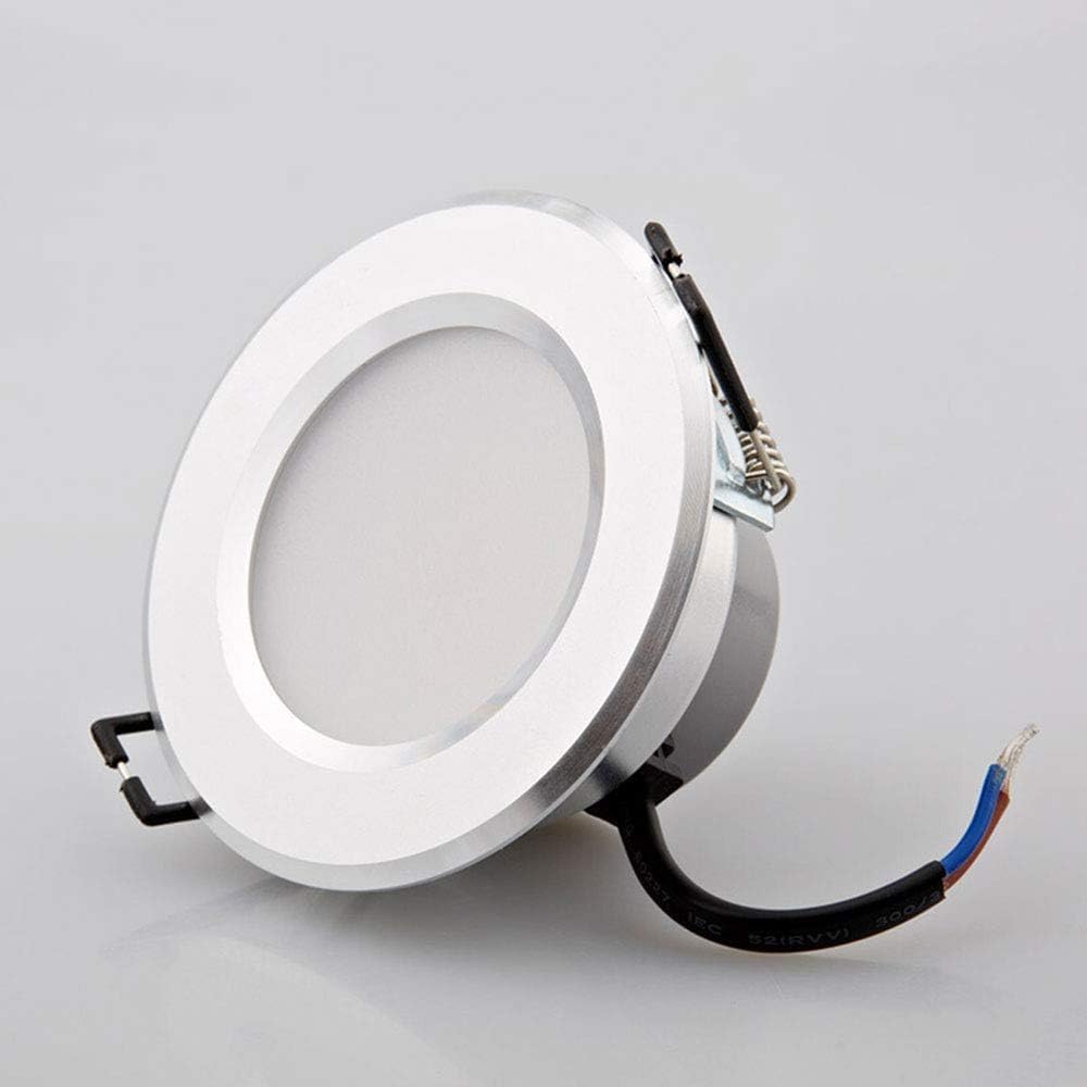 Lighting Led 3W/7W Three-Color Dimming Recessed Downlights Silver Round Embedded Ceiling Spotlights Indoor Aluminum Living Room