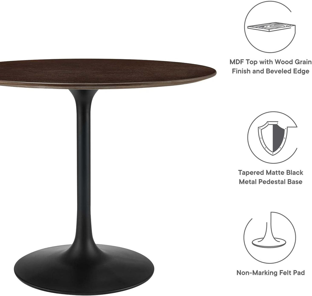 Modway Lippa Dining Table, 36', Black Cherry Walnut