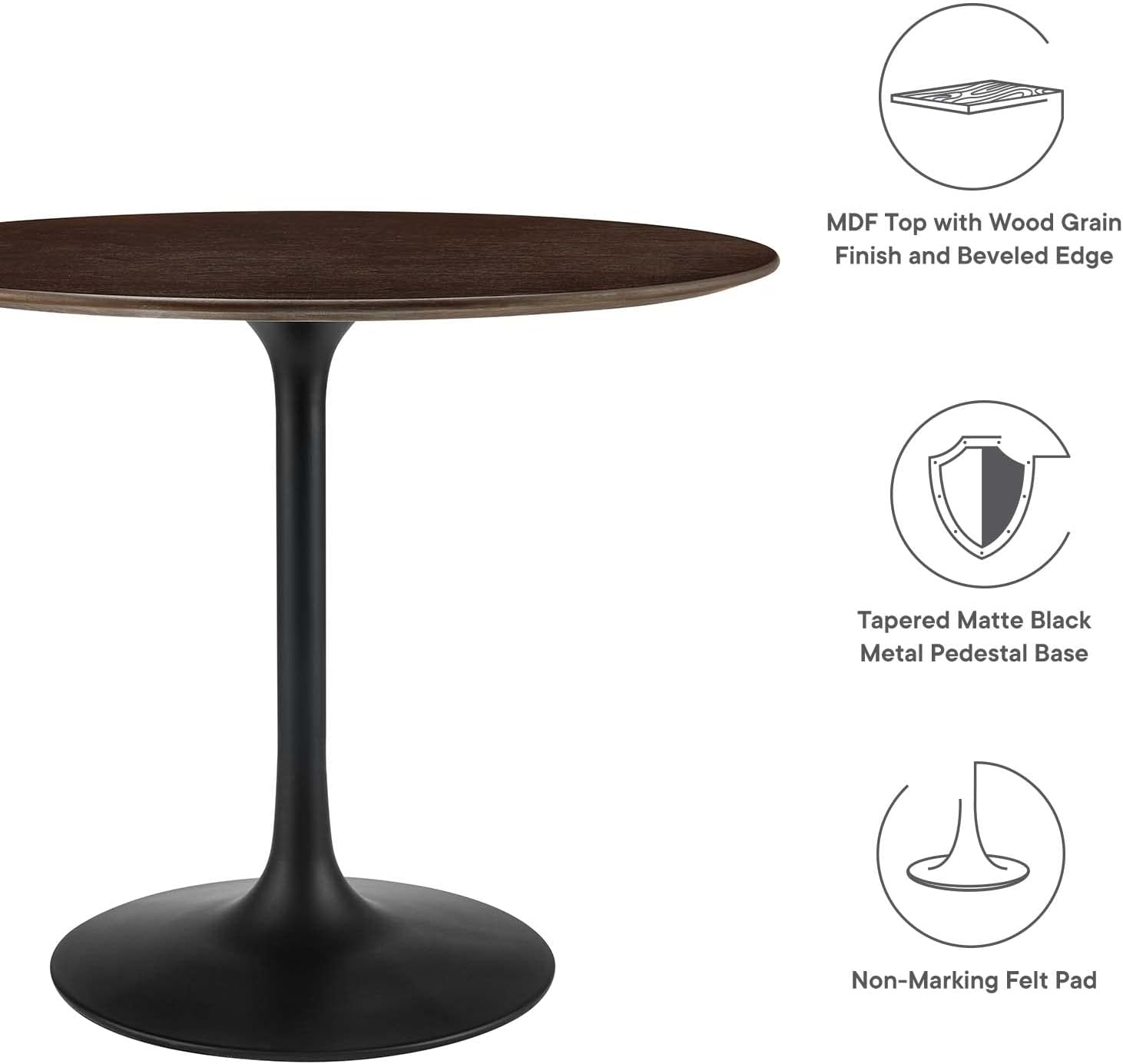 Modway Lippa Dining Table, 36', Black Cherry Walnut