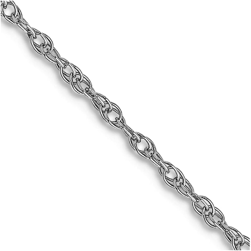 JewelryWeb 10k White Gold 1.15mm Carded Cable Rope Chain Necklace Chain Necklace for Women and Men