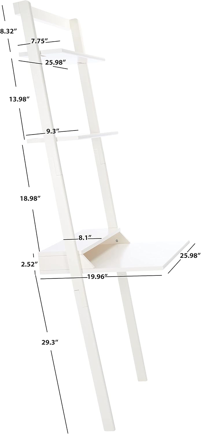 Safavieh Home Collection Pamella White 2-Shelf Leaning Desk