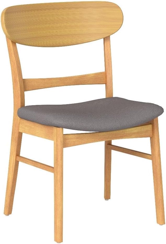Christopher Knight Home Heather Mid-Century Modern Dining Chairs (Set of 4), Dark Gray and Natural Oak