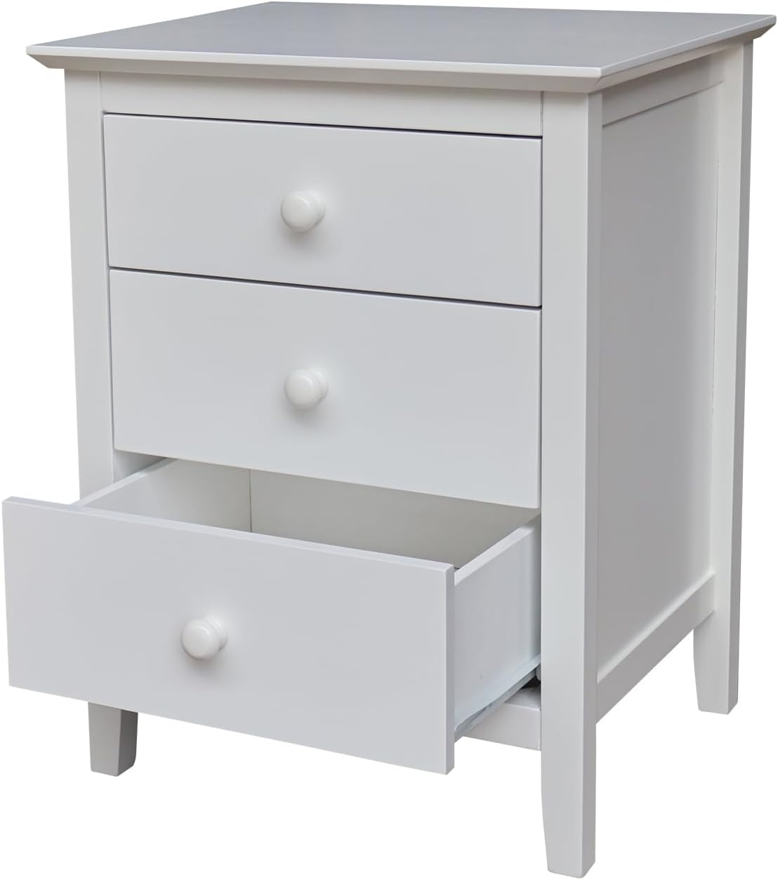 International Concepts Solid Wood Bedroom Nightstand with 3 Drawers in White