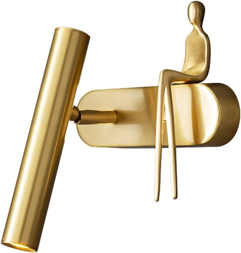 Modern Wall Sconce, Copper Wall Light, Adjustable Gold Wall Spot Lamp, Bedside Reading Wall Mount Lighting Fixture, 3 Color Wall Swivel Spotlights Indoor Wall Lights