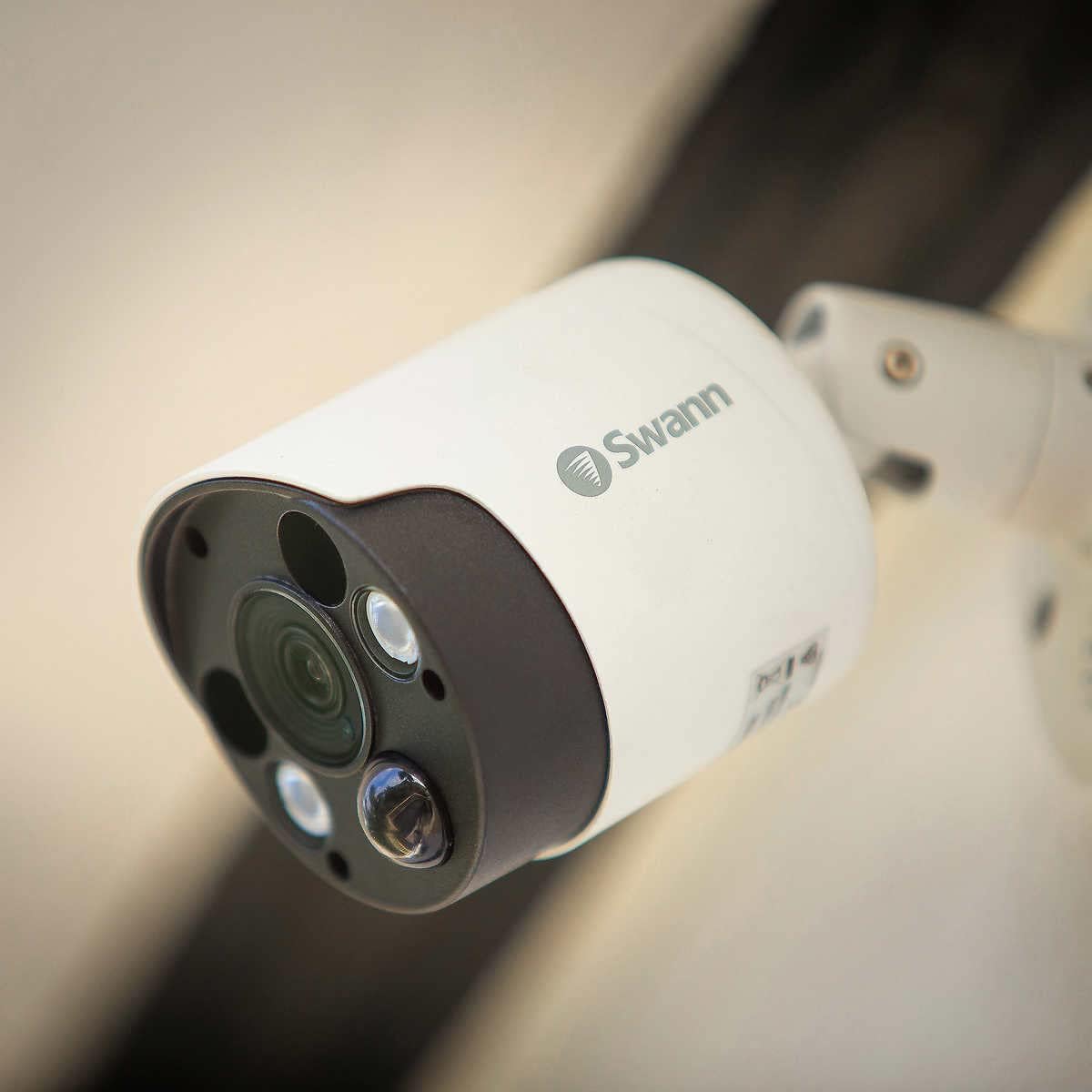 Swann Indoor/Outdoor Home Security 4K Ultra HD NVR Wired Bullet Camera and Spotlight, Color Night Vision, Heat & Motion Sensing Light, 2-Way Audio, Siren, Compatible w/NVR w/PoE, SWNHD-887MSFB 2 Pack