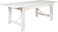 Flash Furniture HERCULES Series 7' x 40' Rectangular Antique Rustic White Solid Pine Folding Farm Table