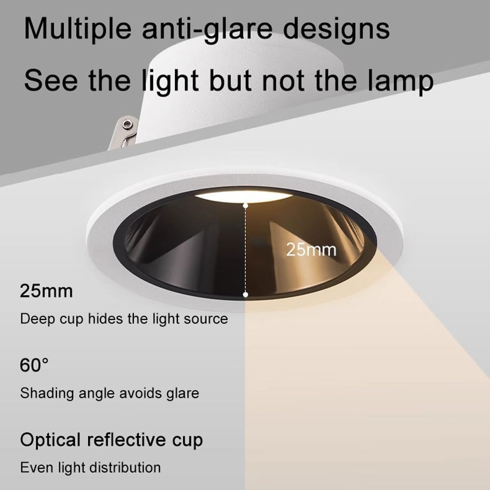 12-Pack Dimmable Downlight, 7W, 3-Color, Indoor Ceiling Light, LED Flush Mount, CRI 90+, Recessed Spotlights for Living Room