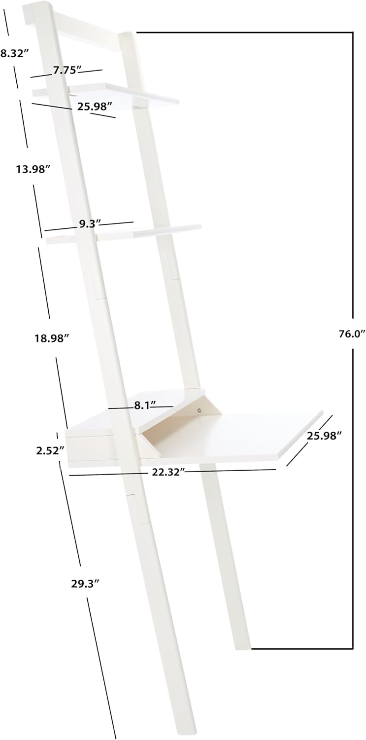 Safavieh Home Collection Pamella White 2-Shelf Leaning Desk