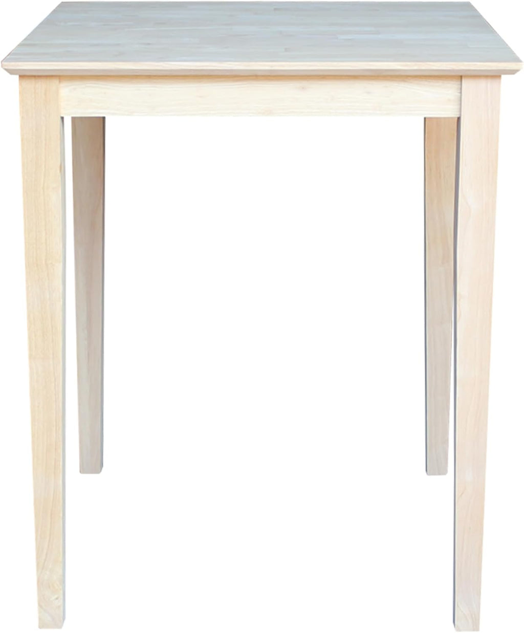 Solid Wood Top Dining Table, 36 Inch High, Unfinished