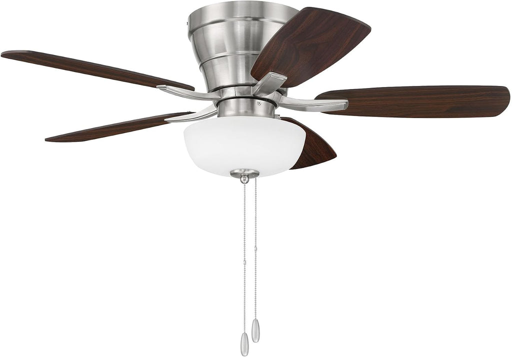 Craftmade 42' Wheeler Indoor Flush Mount 5 Blade Brushed Polished Nickel Finish Ceiling Fan with Single Bowl Light