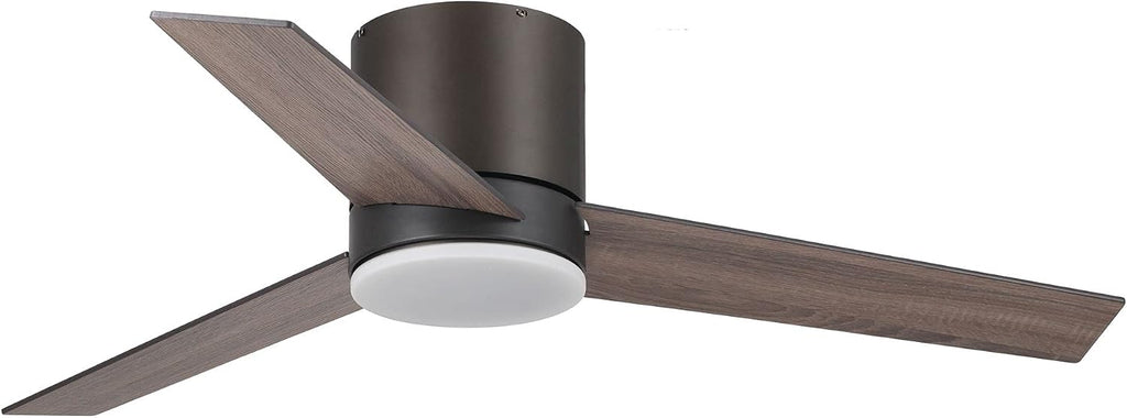 Parrot Uncle Ceiling Fans with Lights and Remote Low Profile Flush Mount Ceiling Fan with Light for Bedroom, Light Color Adjustable, 48 Inch, Brown