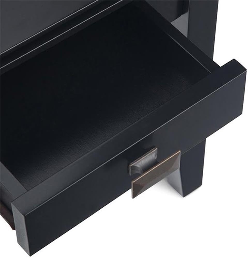 SIMPLIHOME Artisan SOLID WOOD 21 inch Wide Square Transitional End Side Table in Black for the Living Room and Bedroom