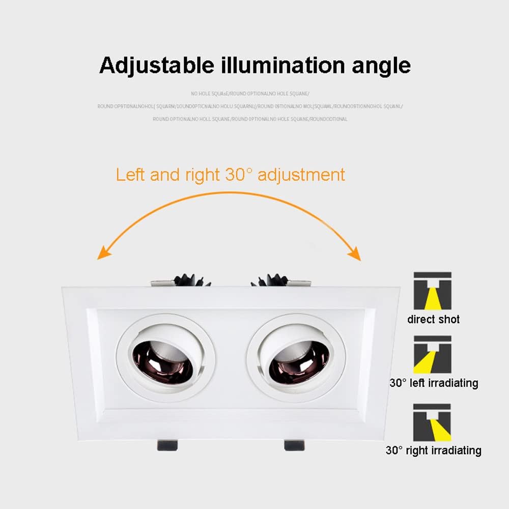 2 Pack Directional Spotlight Recessed Spot Lighting Fixture, Adjustable 30 Degrees Flush Mount Ceiling Lamp, Aluminum Ceiling Spotlights for Indoor Foyer Living Room
