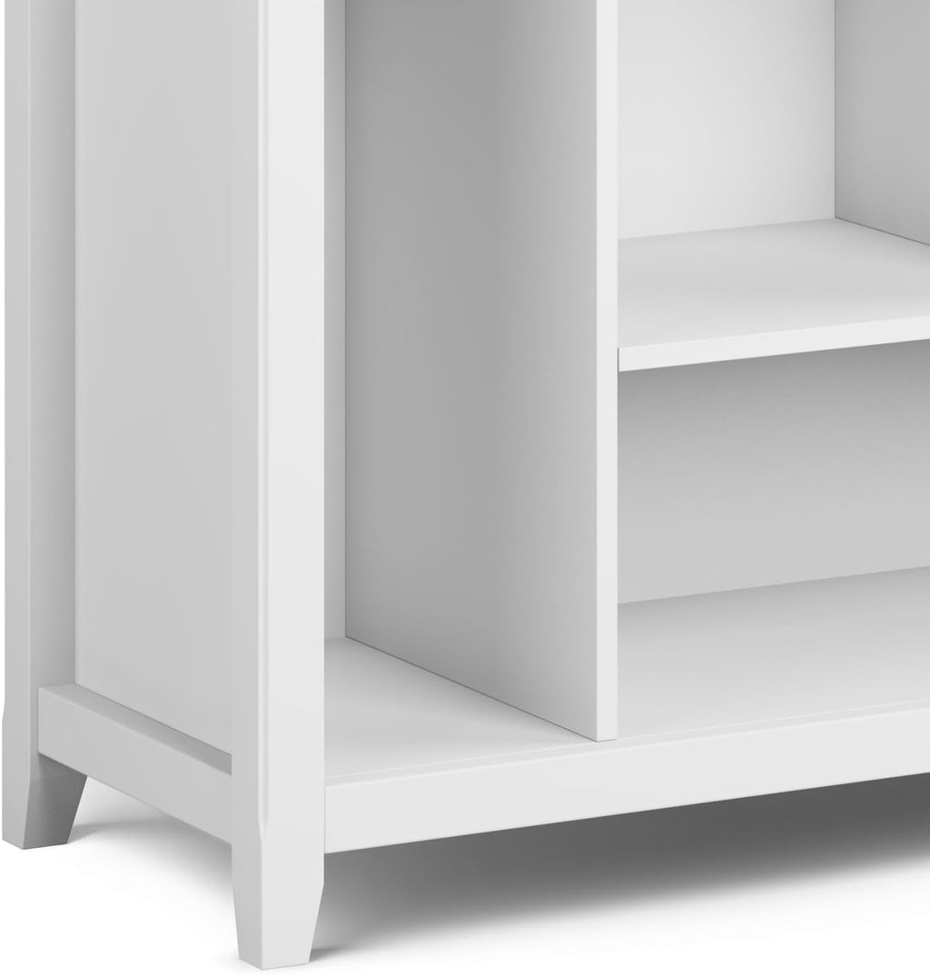 SIMPLIHOME Amherst Bookcase - 44 inch Tall Multi-Cube Solid Wood Cube Organizer in White, Transitional Bookcase Storage for Living Room, Study Room or Office with Fixed Shelves and Tapered Legs